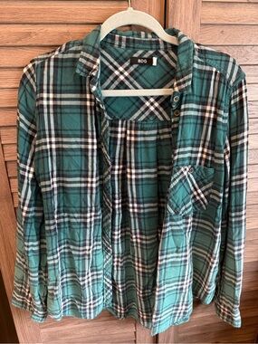 BDG Teal/Green Plaid Flannel Shirt